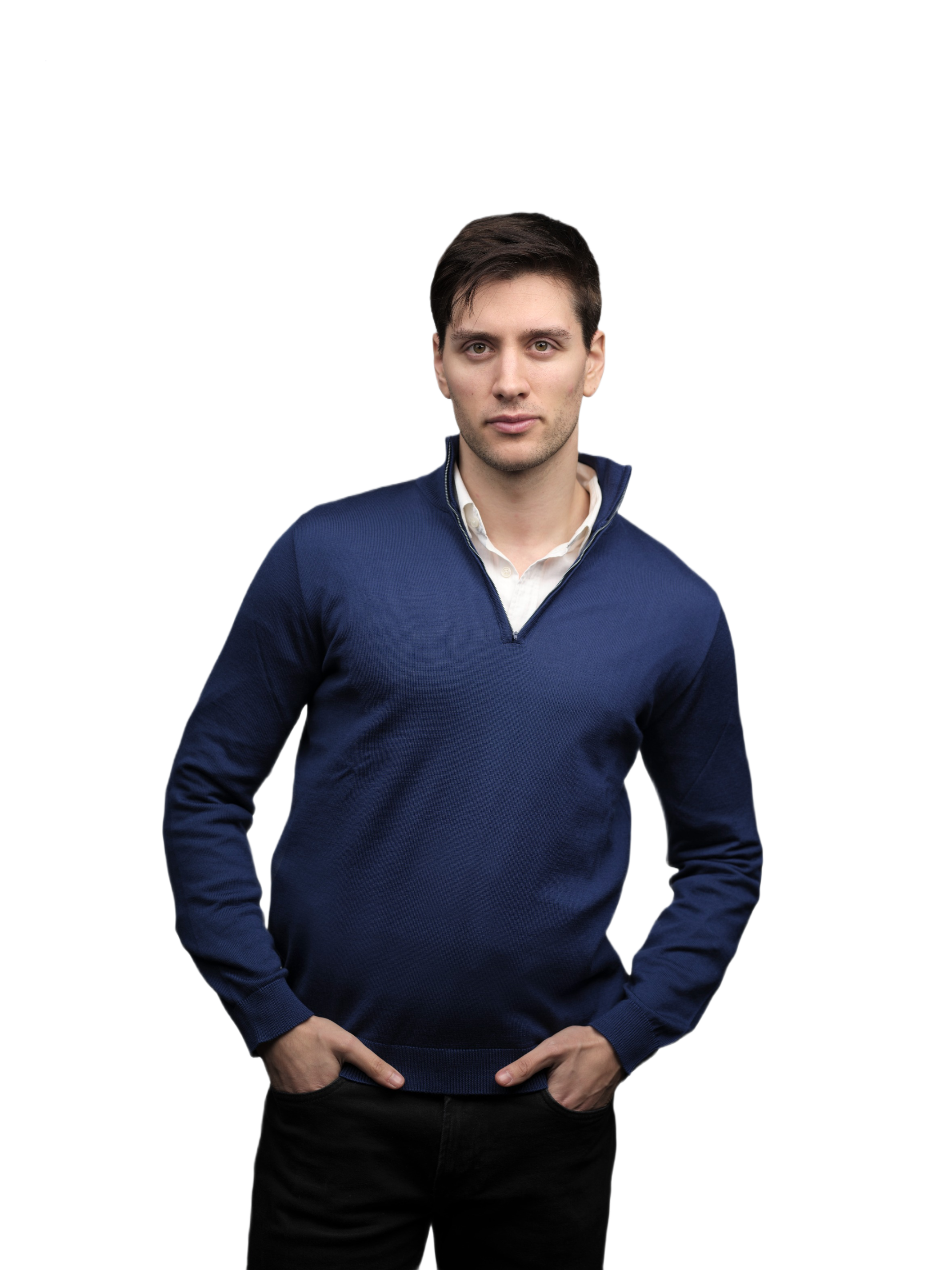 Maglia Uomo Mezza Zip in Lana Merino