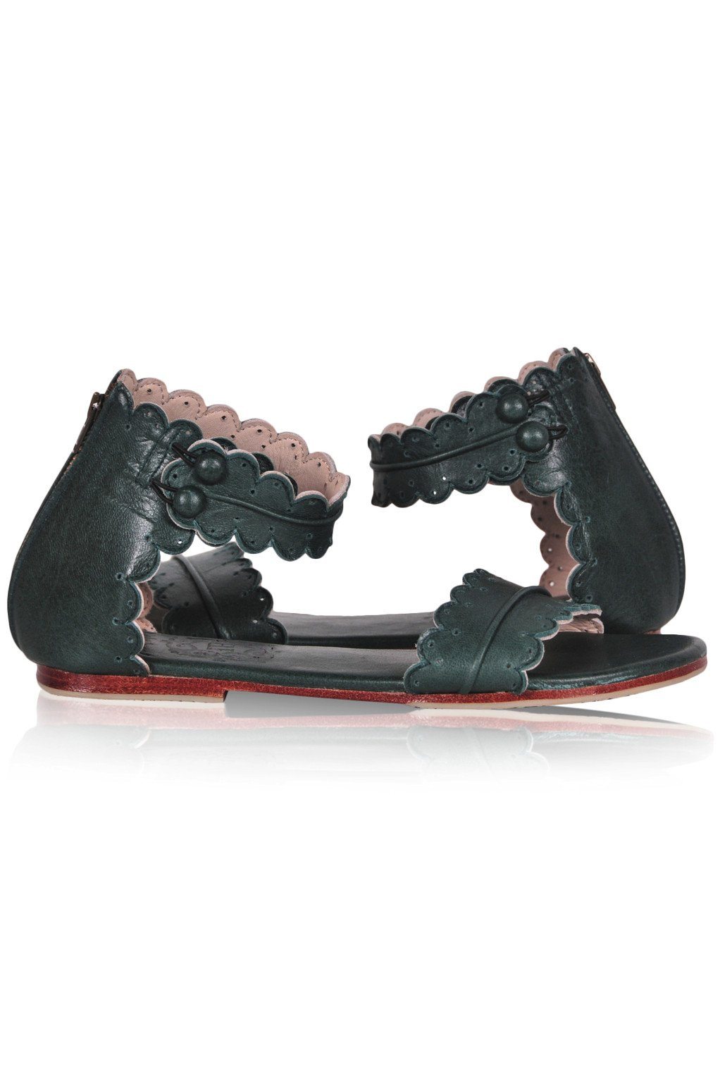Midsummer Scalloped Leather Sandals