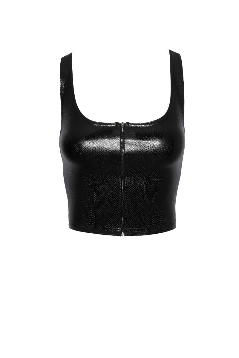 F275 Snake wet look Top with zipper - 3XL