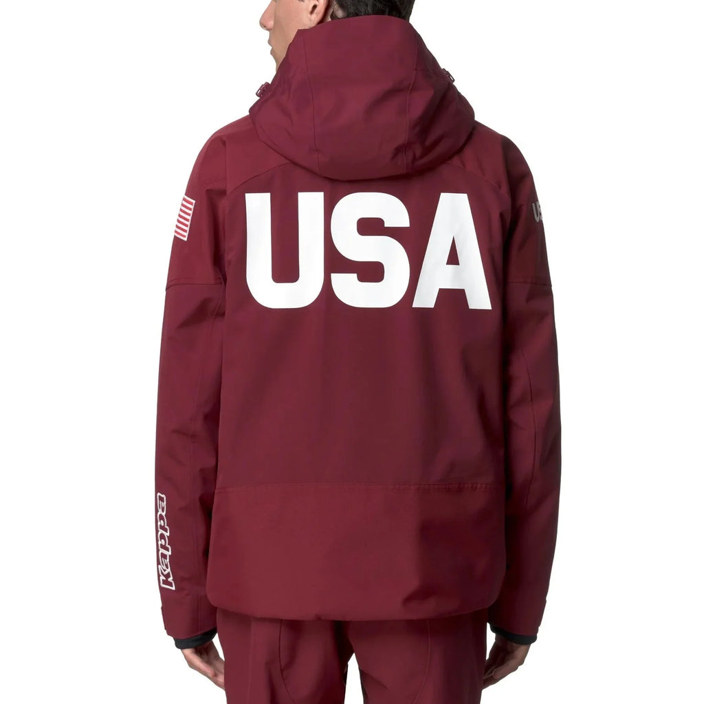 US Ski Team waterproof padded jacket Winter Olympics 2026 dark red - Kappa