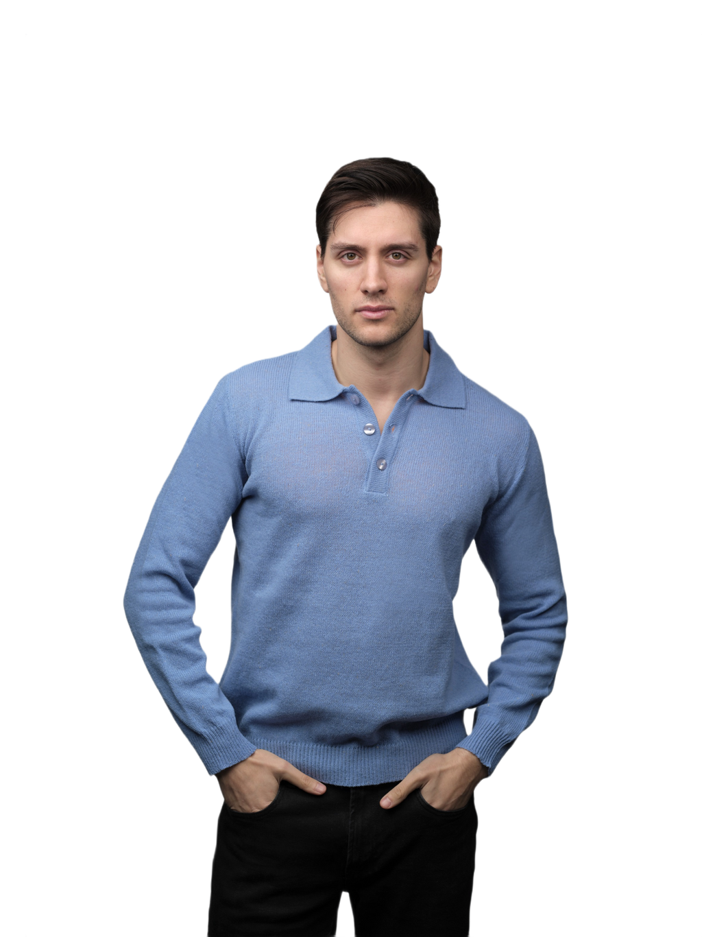 Polo Uomo Manica Lunga Lana Merino Filiera Corta