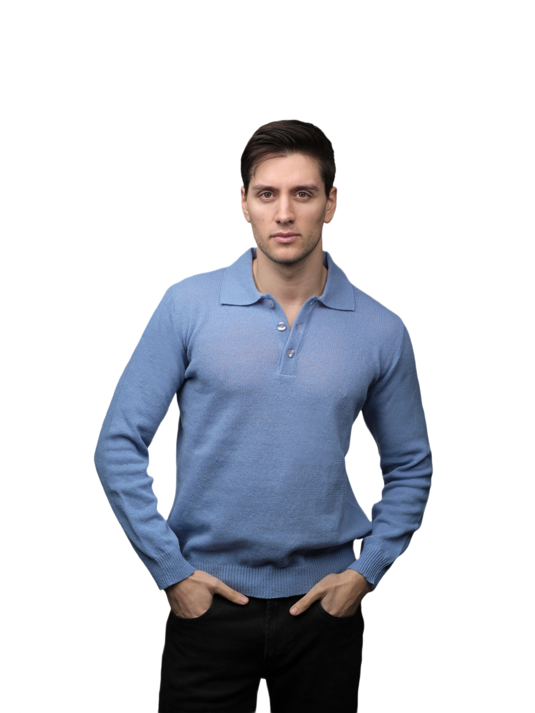 Polo Uomo Manica Lunga Lana Merino Filiera Corta