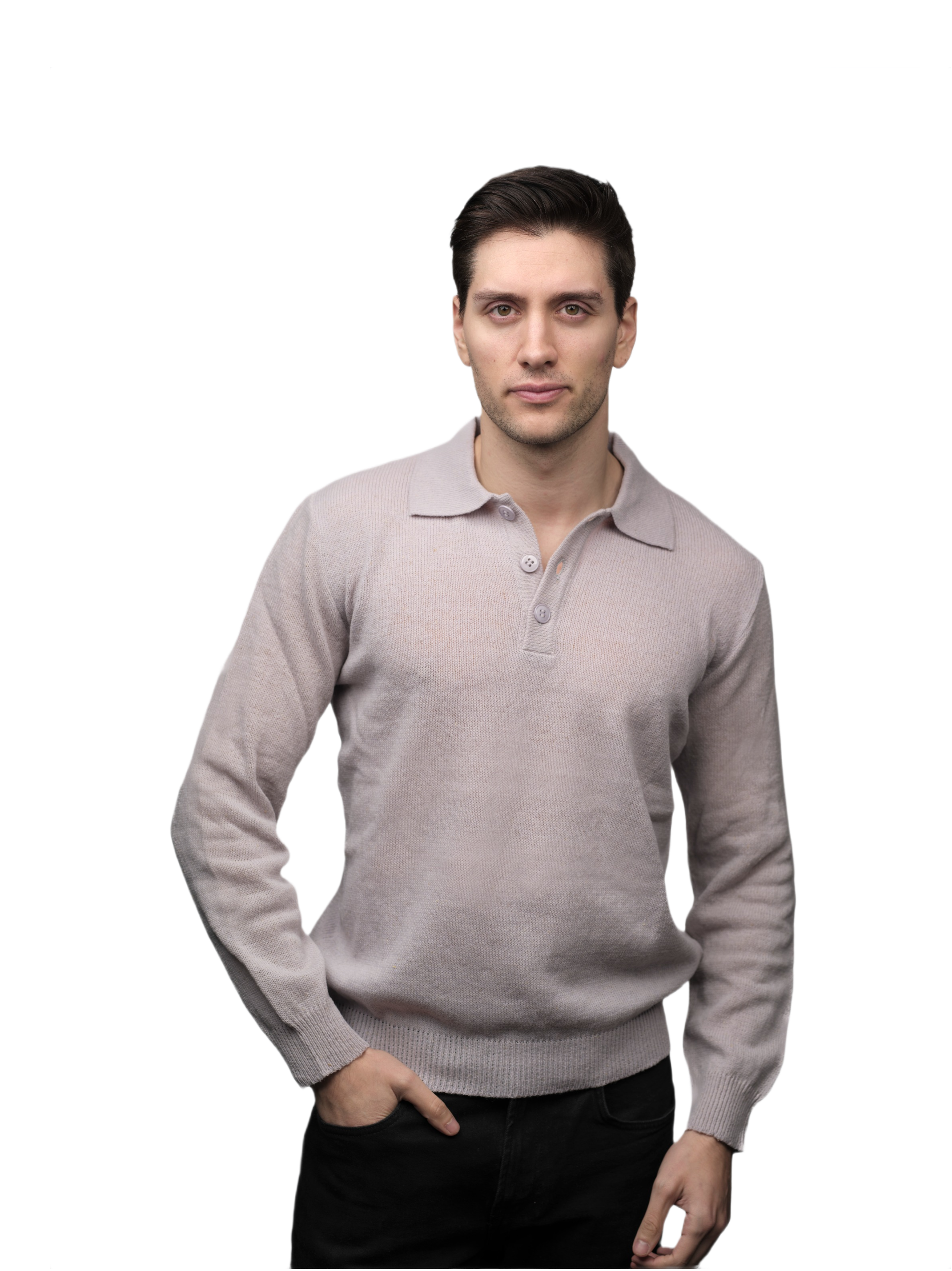 Polo Uomo Manica Lunga Lana Merino Filiera Corta