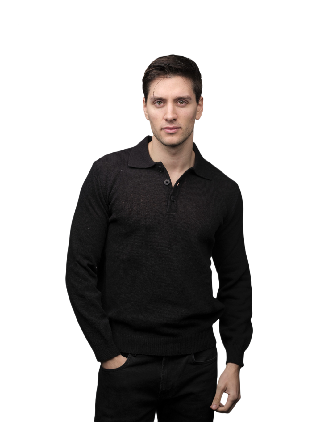 Polo Uomo Manica Lunga Lana Merino Filiera Corta