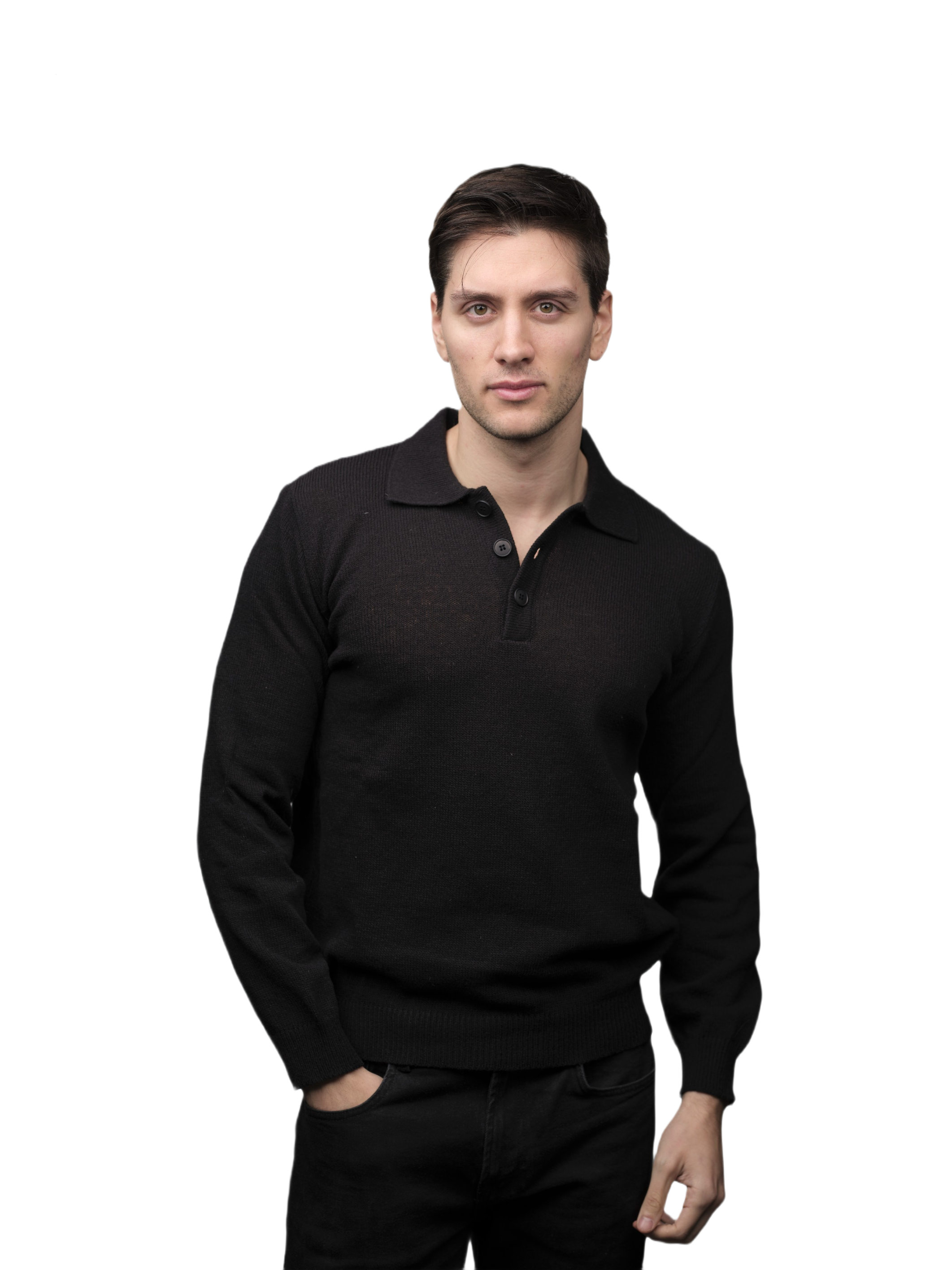 Polo Uomo Manica Lunga Lana Merino Filiera Corta