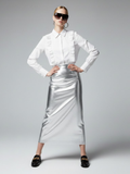 Romantic White Blouse with Ruffles and Chain Detail • BYMANYC ® New York