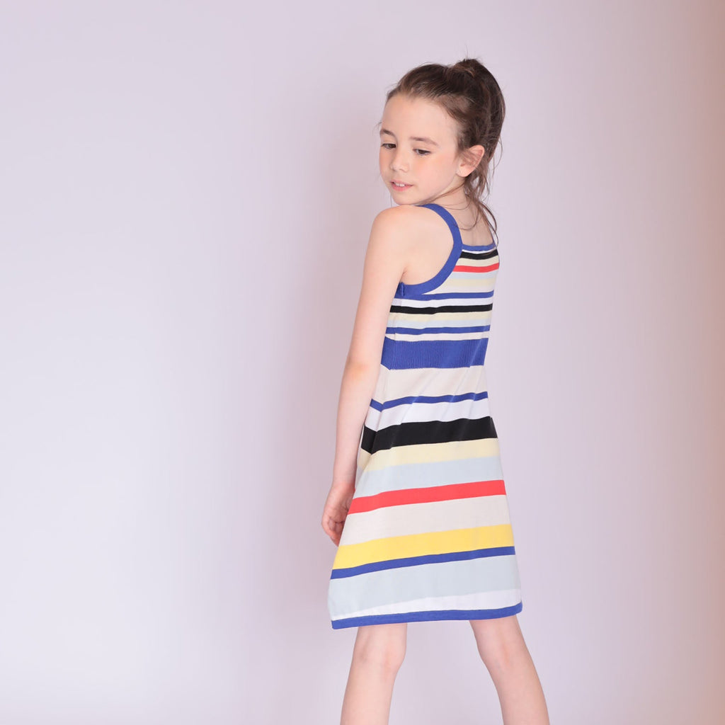 Girls Beach Dress with Bright Stripes