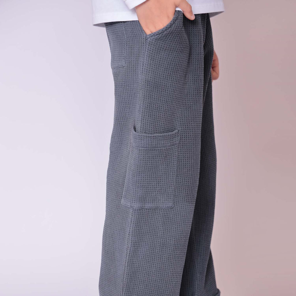 Grey Waffle Pants for Kids