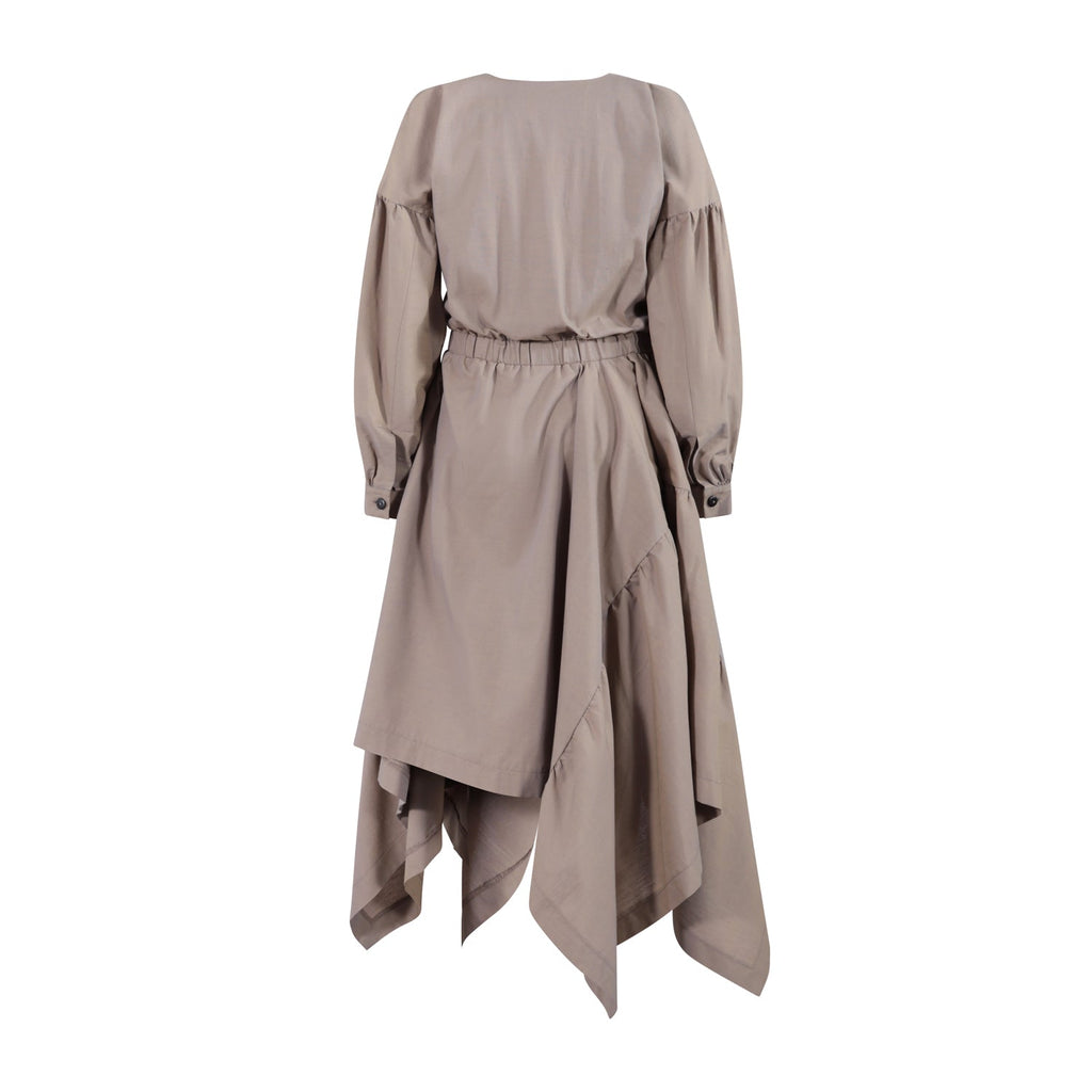 The Drama Dress — Brown Chambray