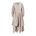 The Drama Dress — Beige Check Seersucker