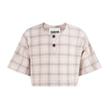 The Crop Top — Beige Seersucker