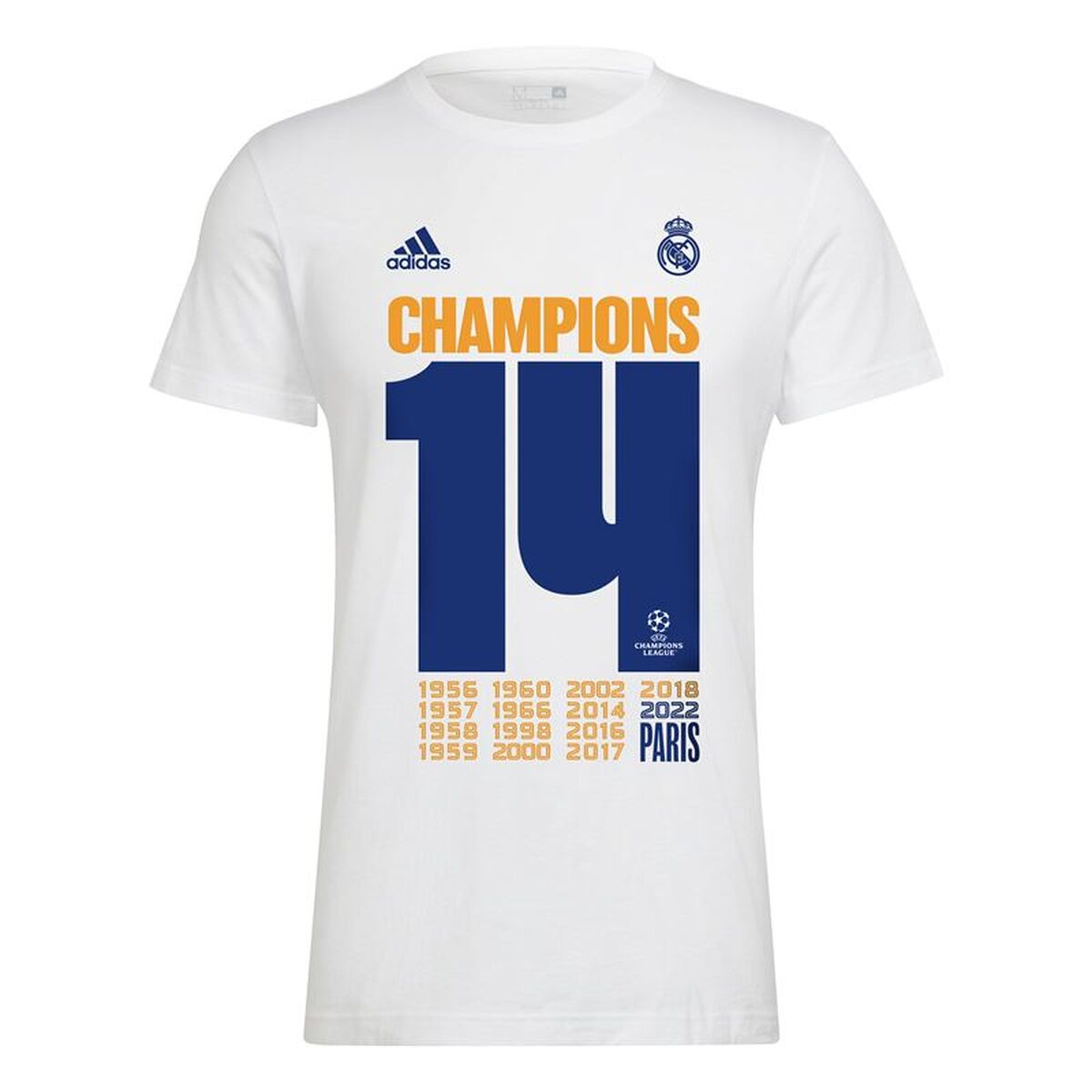 Men’s Short Sleeve T-Shirt Real Madrid C.F. Champions 2022 White