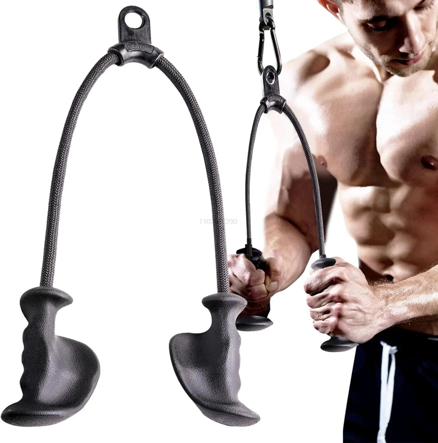 Rope Pulldown Attachment Cable Handle Black
