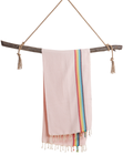 RAINBOW Beach Towel, Turkish Hammam Towel, Spa & Sauna Towel - Pink
