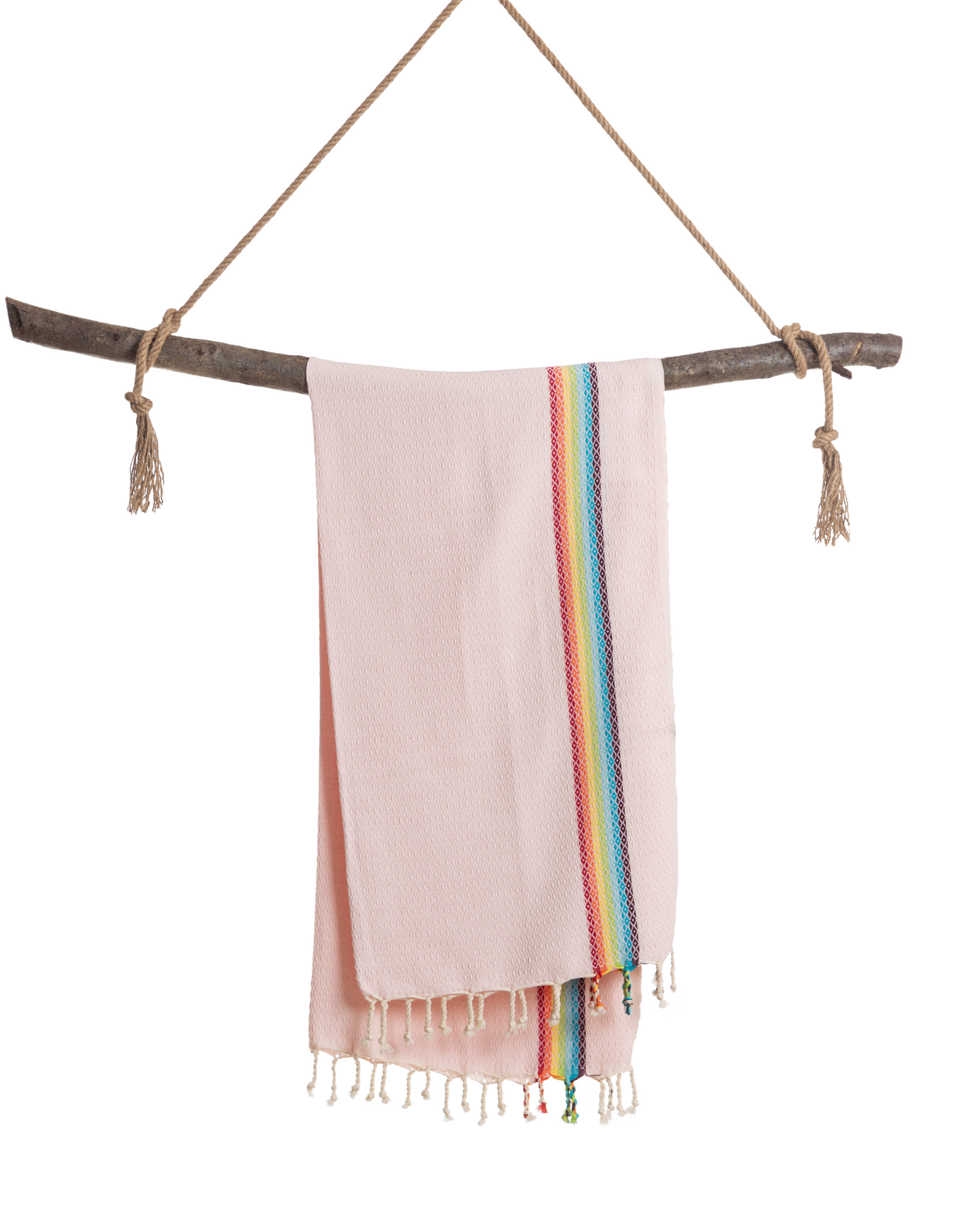 RAINBOW Beach Towel, Turkish Hammam Towel, Spa & Sauna Towel - Pink