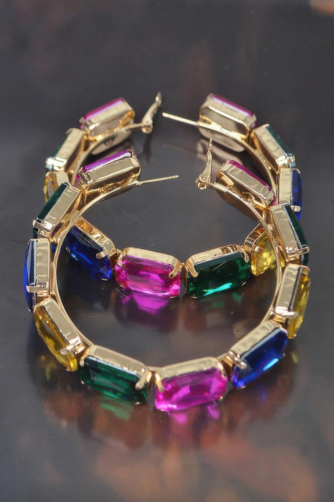 ST. MARKS Multicolor Stone Hoop Earrings: NYFW BYMANYC ® New York