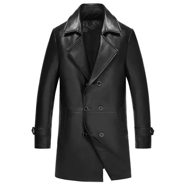 Spectra Men's Double Breasted Sheepskin Leather Blazer Coat