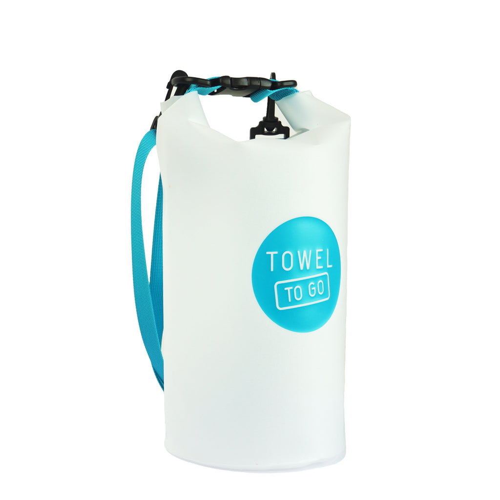 Towel to Go Roll N Go Bag – Waterproof & Transparent Dry Bag, Blue (5 Liters)