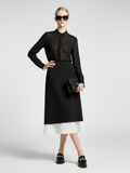 Two-Tone Black and White Midi Skirt with Double-Layer Design • BYMANYC ® New York