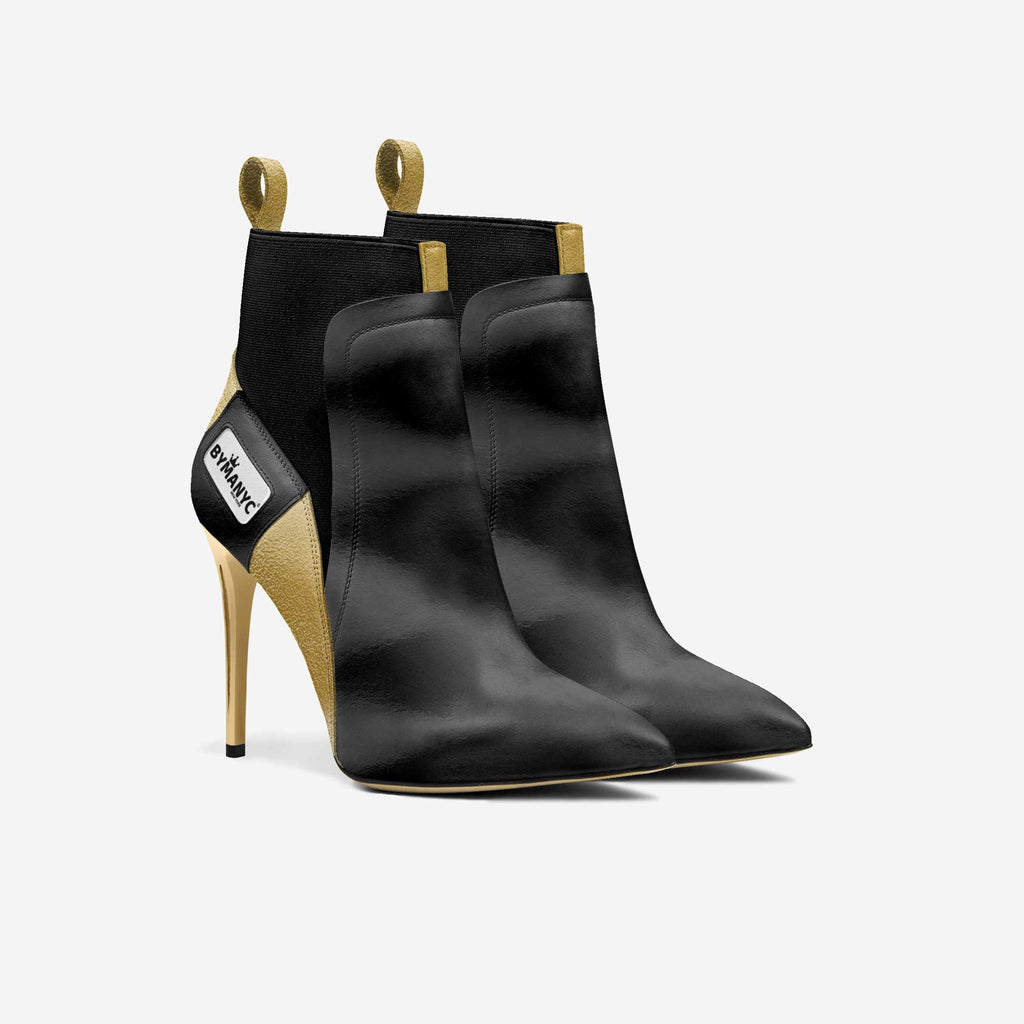 Vegan Heeled Shoe Women BYMANYC ® New York Tribeca Gold Flame