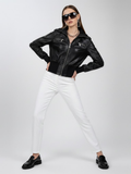 Women's Vegan Leather Bomber Jacket BLACK - FLATBUSH: New Collection COUTURE in BROOKLYN - BYMANYC ® New York