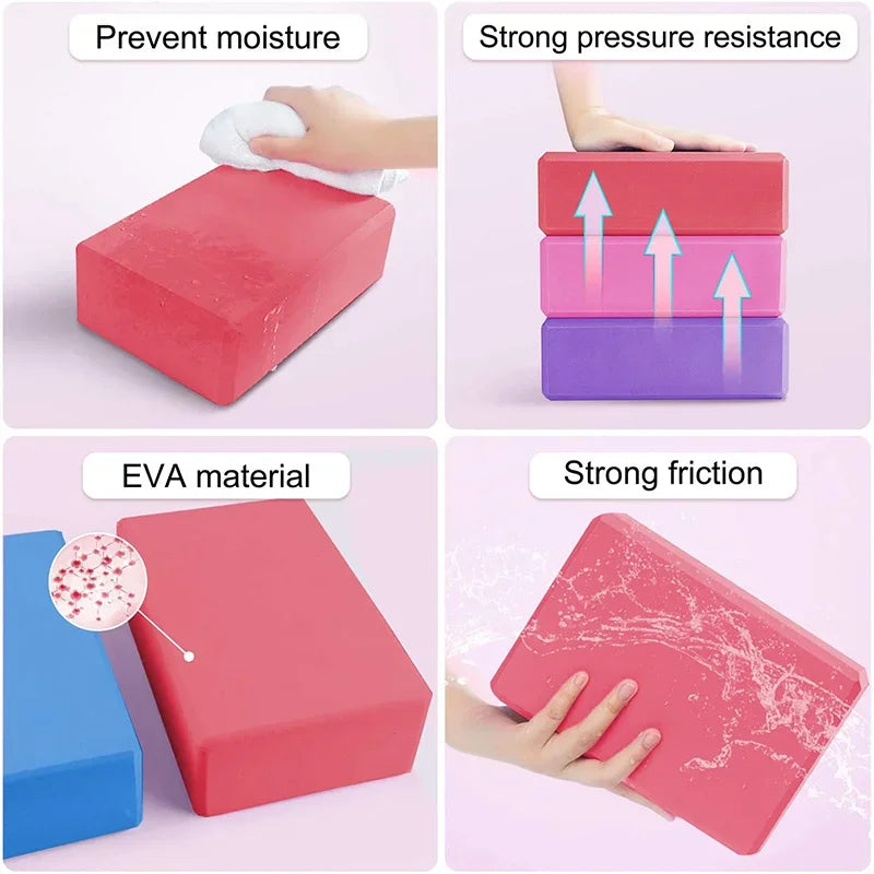 Yoga Building Blocks Pilates Bricks Exercise (Pink)