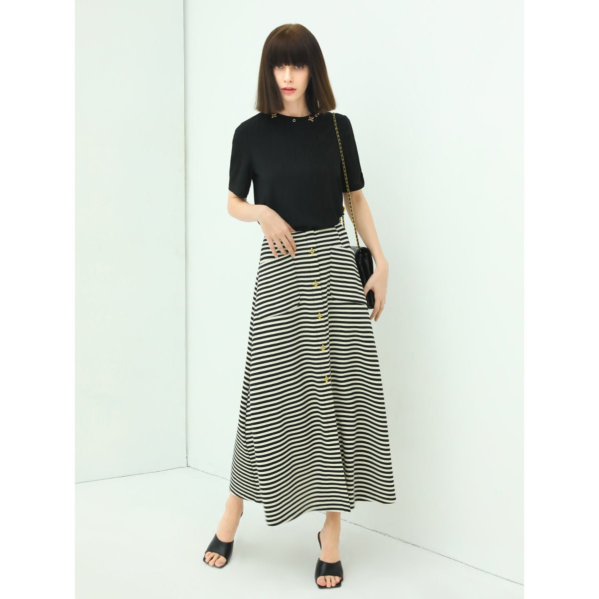 A Line Maxi Striped Skirt