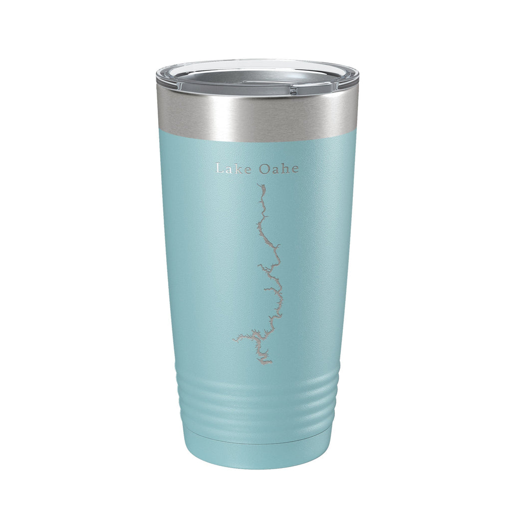 Lake Oahe Map Tumbler Travel Mug Insulated Laser Engraved Coffee Cup North Dakota 20 oz