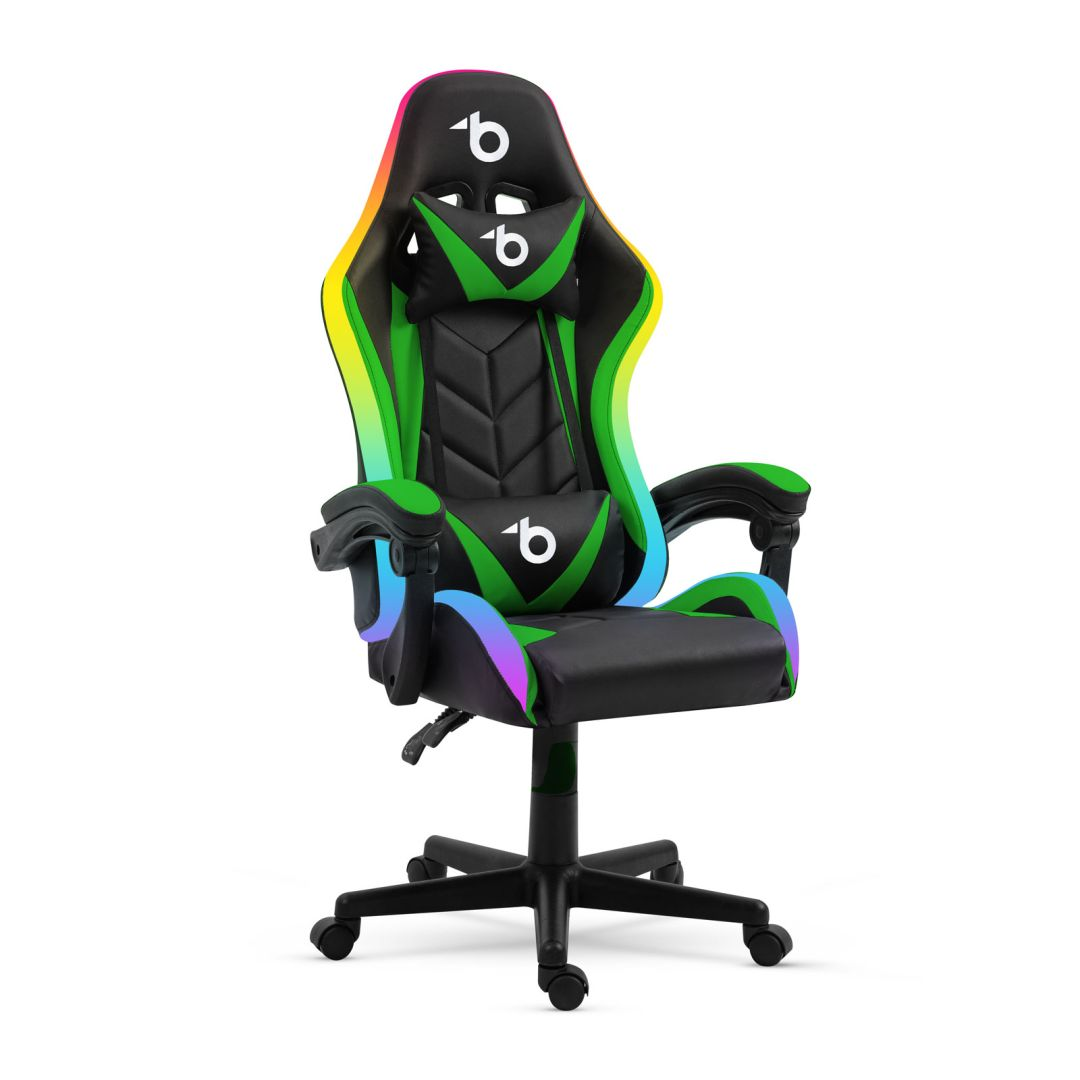 Scaun de gaming Delight BMD1115GR RGB negru/verde 120 kg (BMD1115GR)