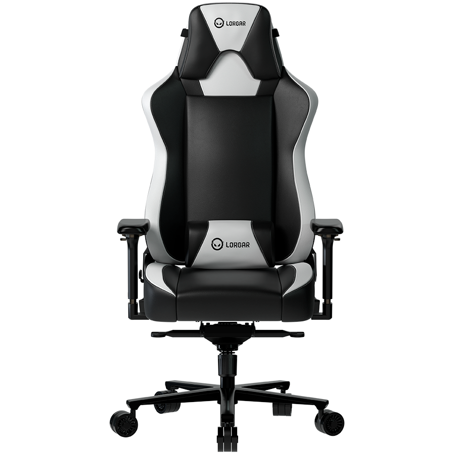 Scaun de gaming Lorgar Base 311 negru/alb cu cotiere 4D (LRG-CHR311BW)