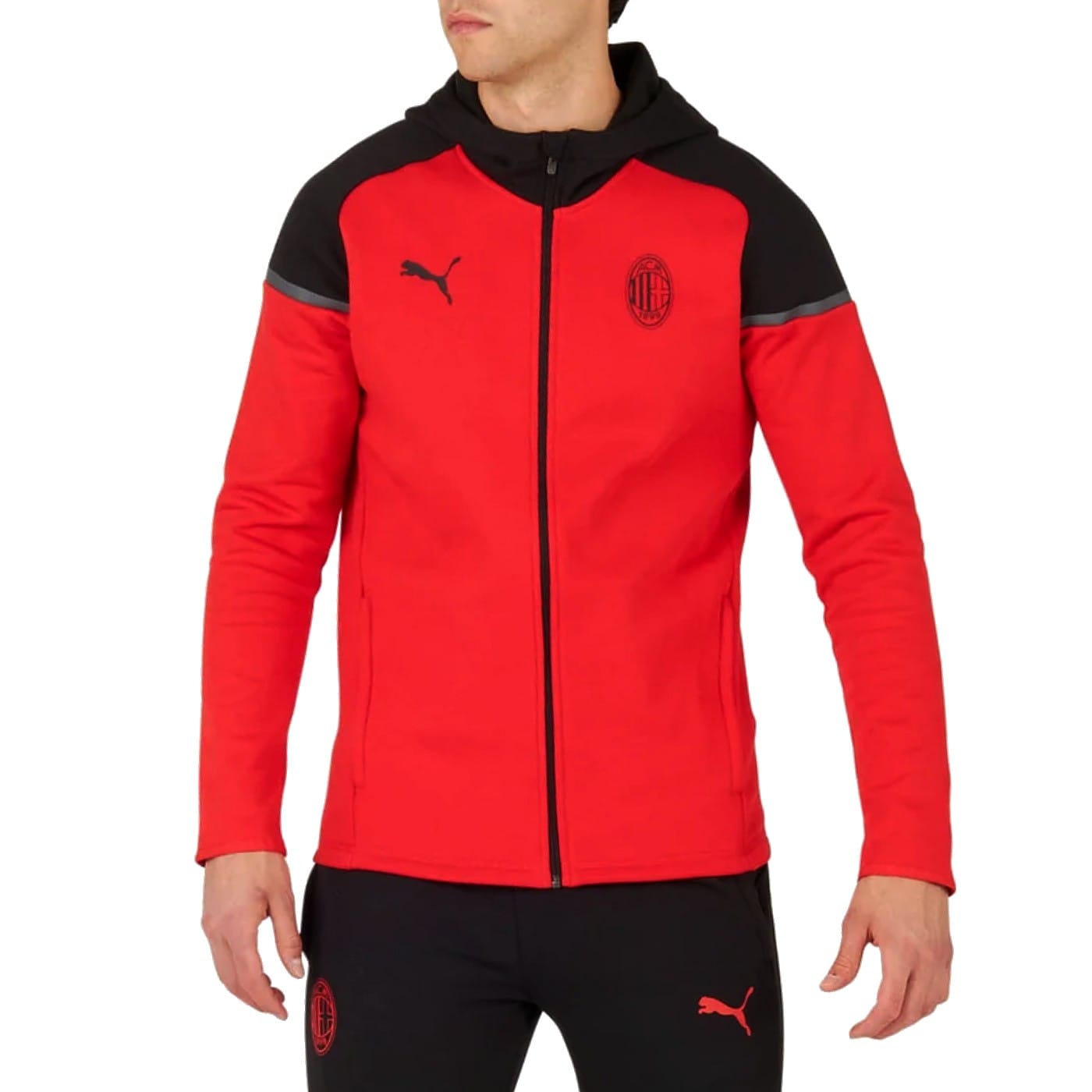 AC Milan Casual hooded presentation tracksuit 2023/24 red/black - Puma