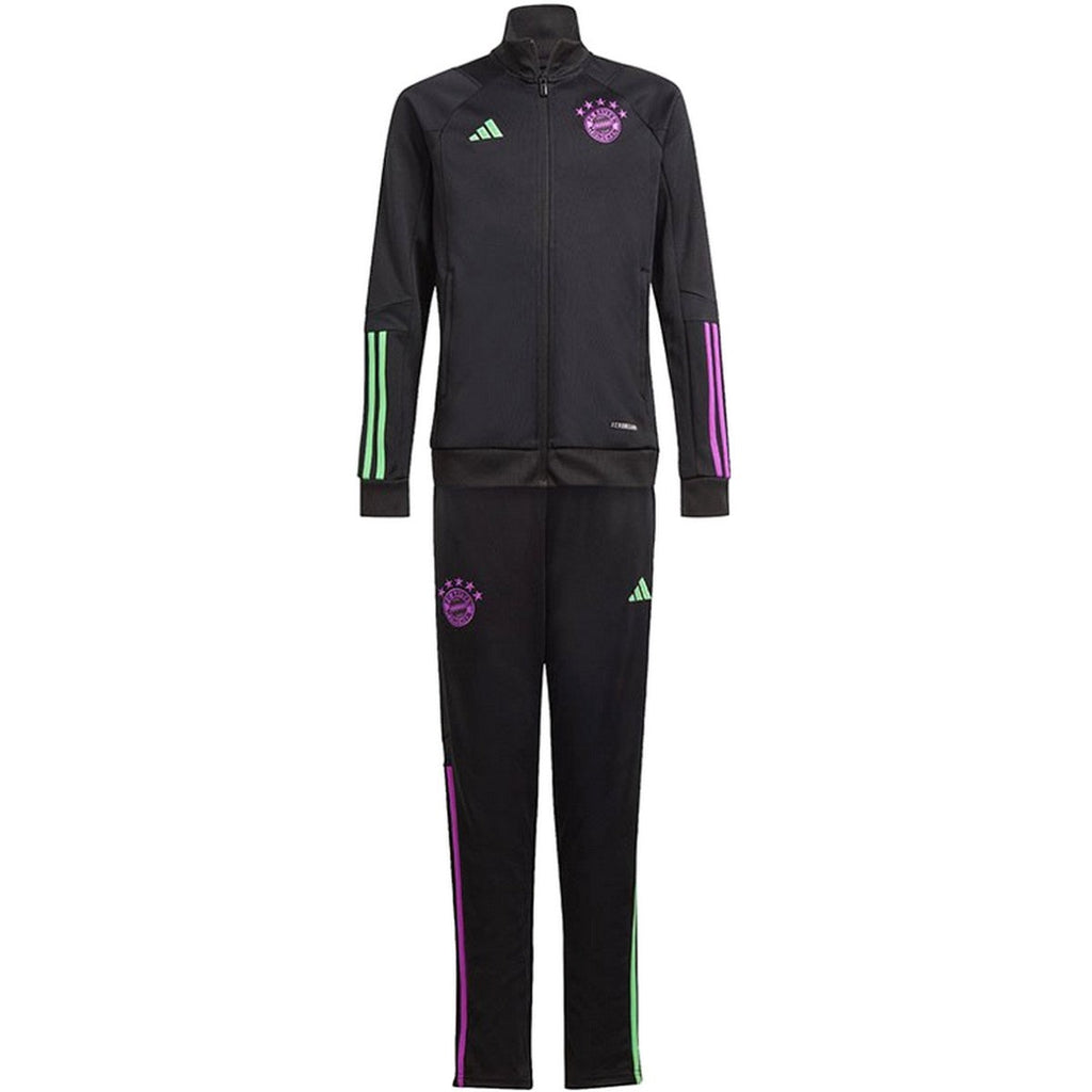 Kids - Bayern Munich black training bench tracksuit 2023/24 - Adidas