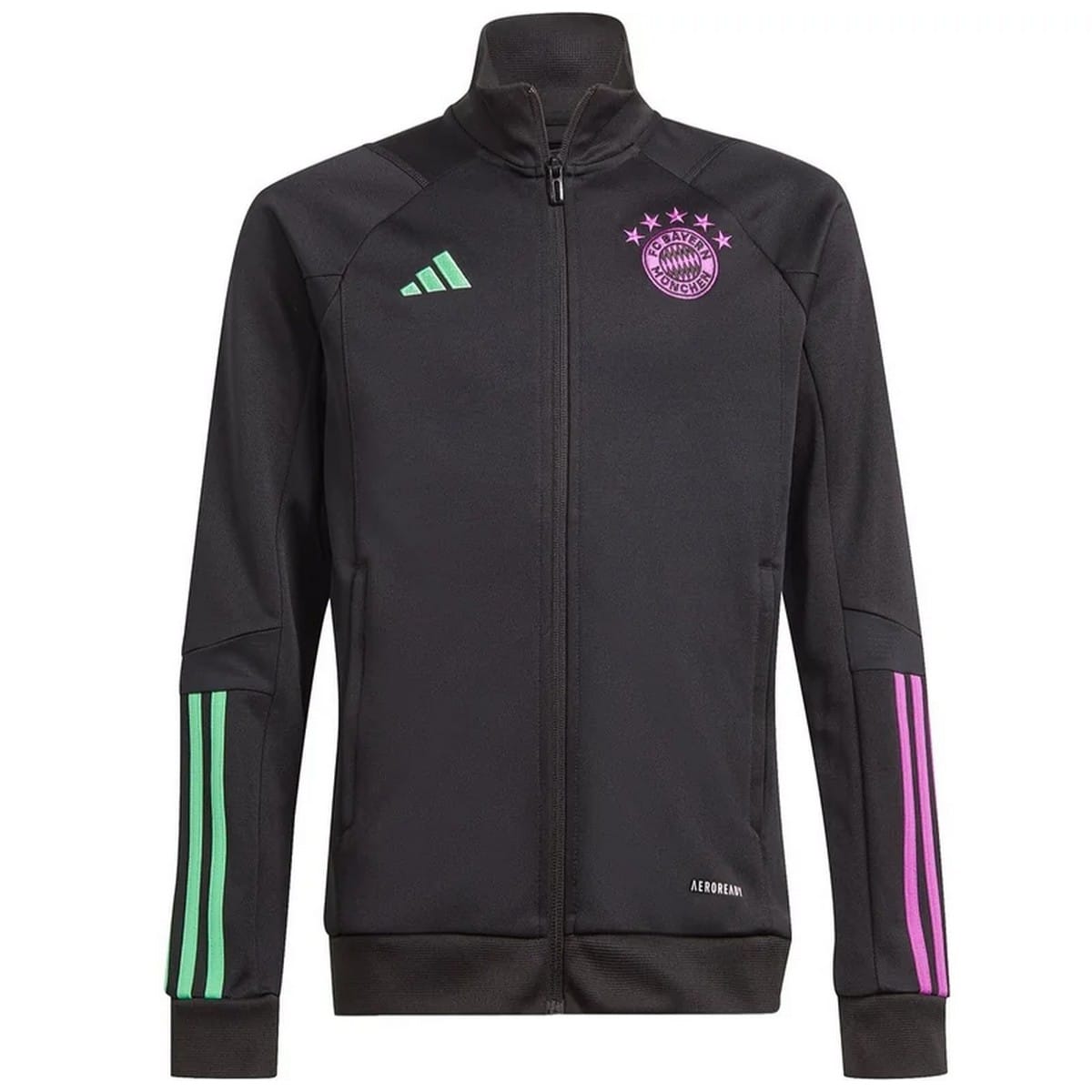 Kids - Bayern Munich black training bench tracksuit 2023/24 - Adidas