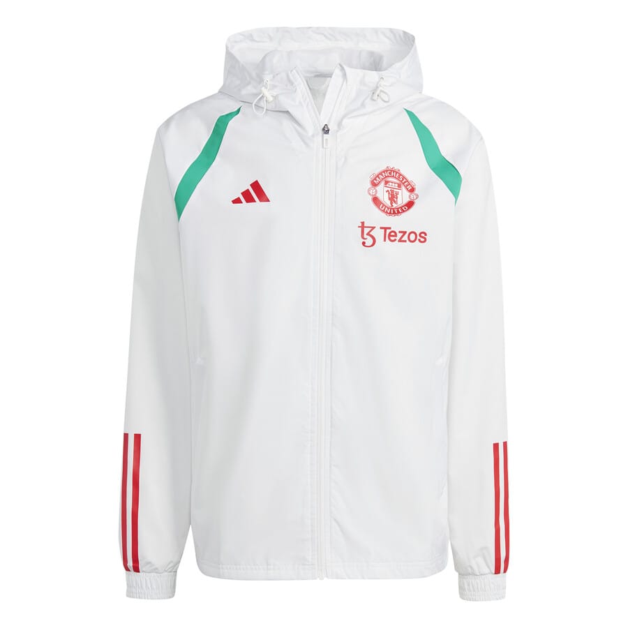 Manchester United soccer training rain jacket 2023/24 white - Adidas