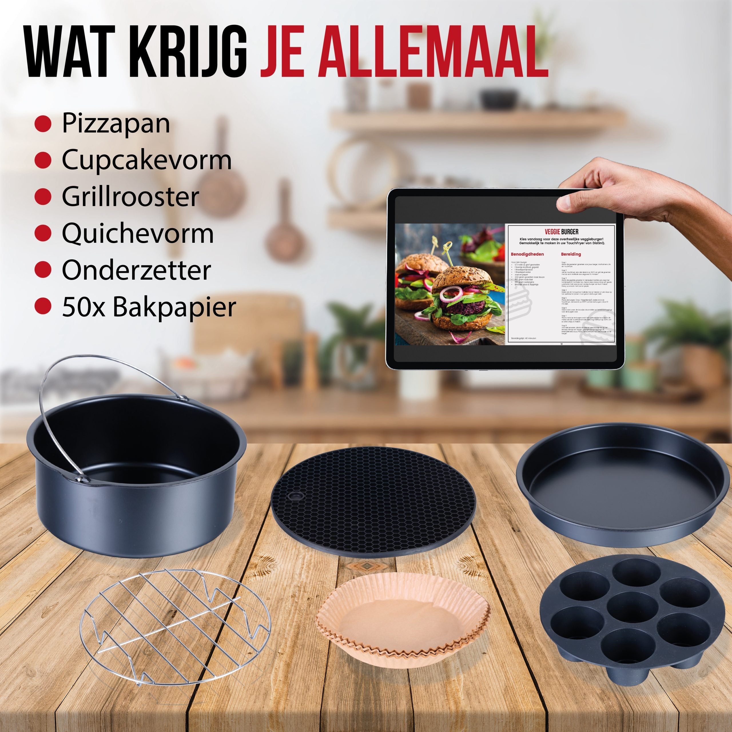 DistinQ AirFryer + Accessories Set 6.5 liters
