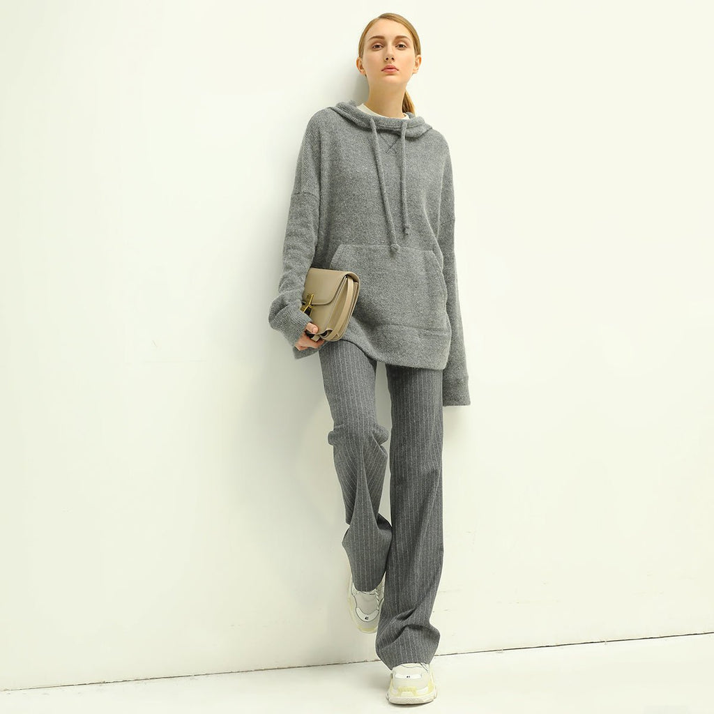 All-Around Warm Striped Grey Wool Pants