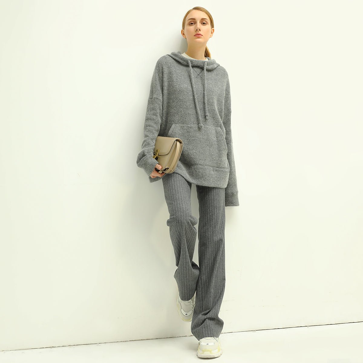 All-Around Warm Striped Grey Wool Pants