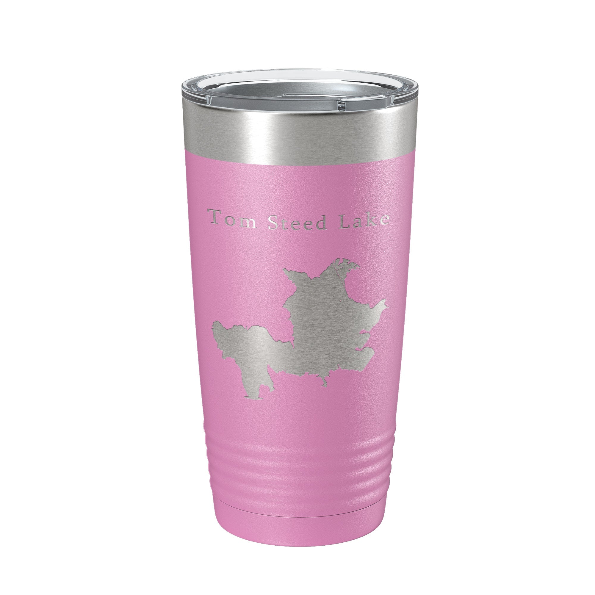 Tom Steed Lake Map Tumbler Travel Mug Insulated Laser Engraved Coffee Cup Oklahoma 20 oz