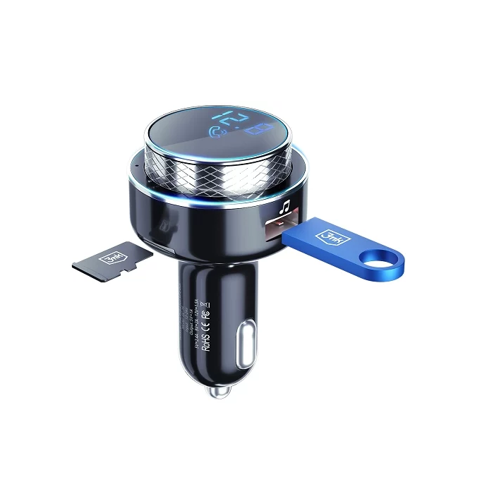 FM Трансмитер 3MK HyperCar Charger, 2X USB, Black (5903108464581)