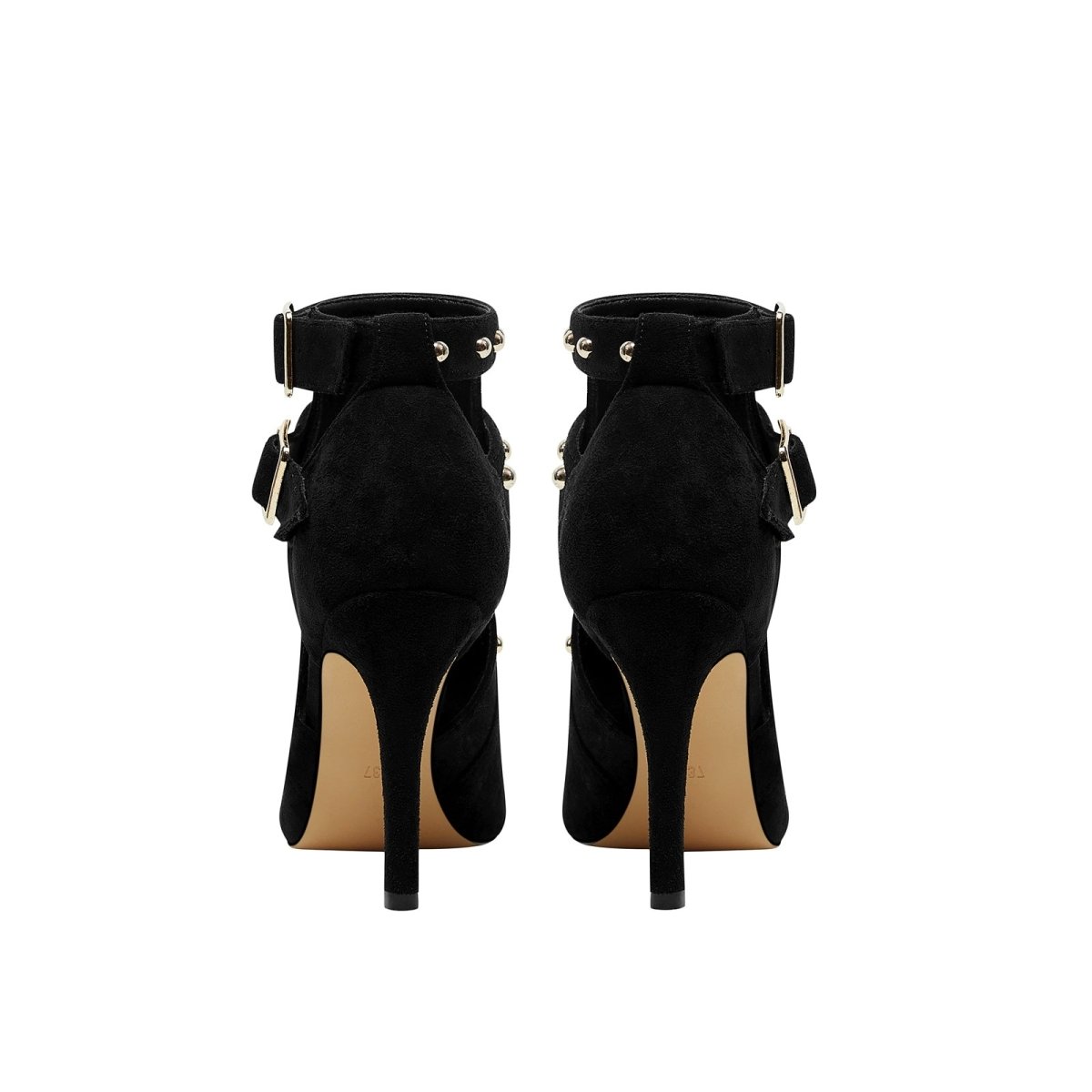 Bad Girl Black Buckle Strap Cutout Boots