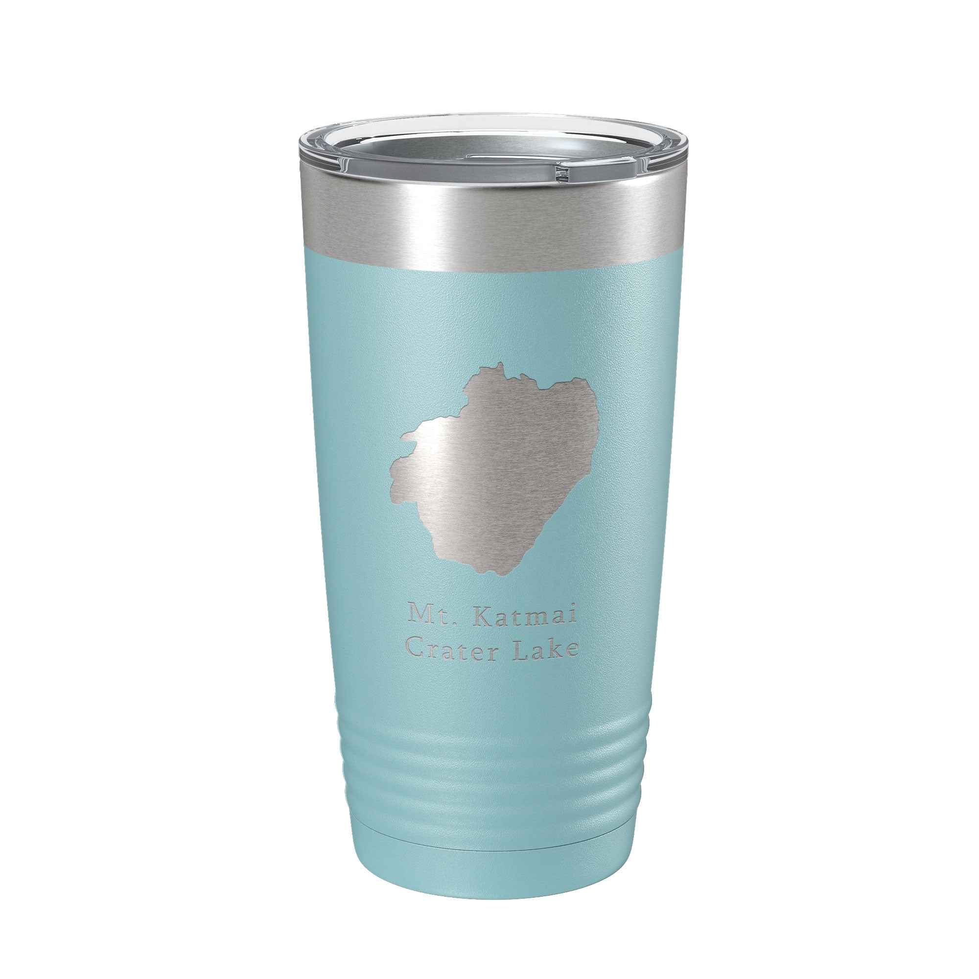 Mt. Katmai Crater Lake Map Tumbler Travel Mug Insulated Laser Engraved Coffee Cup Alaska 20 oz
