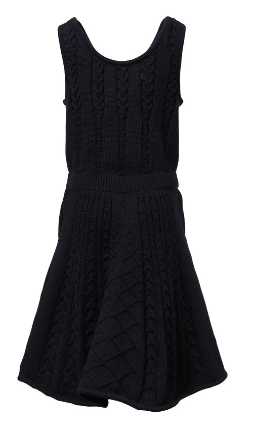 Black Cable Knit Dress for Girls