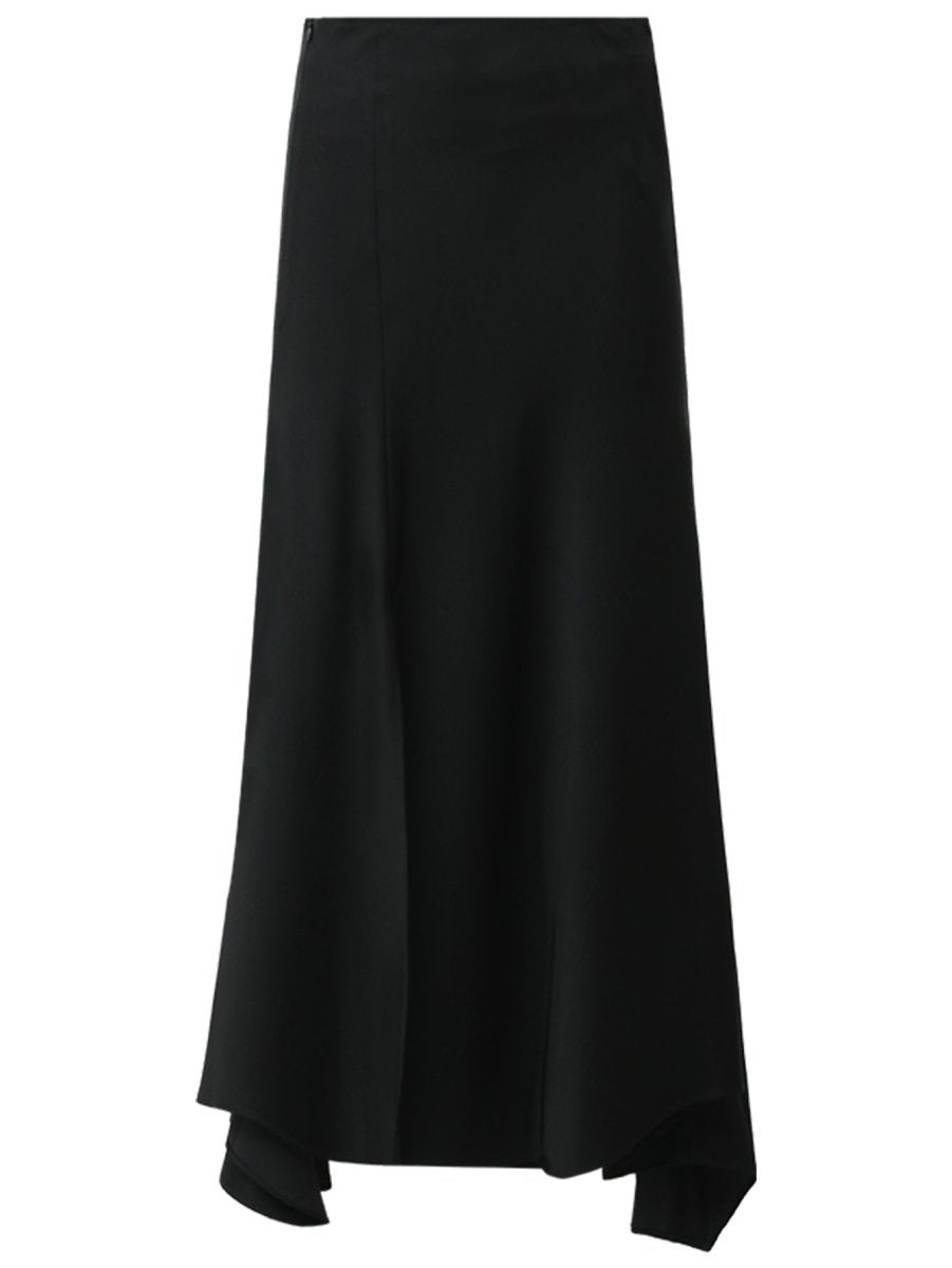 Black Draped Mermaid Skirt with Subtle Front Slit