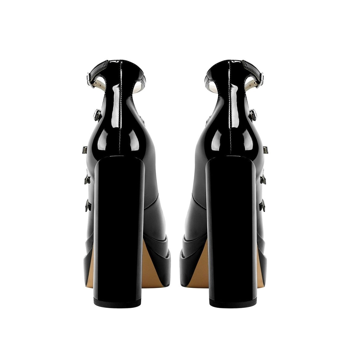 Black Strappy Mary Jane Platform Heels