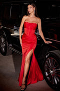 STRAPLESS SOFT SATIN DRESS CDCD326