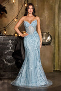 Fully Embellished Long Mermaid Pageant Gown w/ Corset Bodice & Sweetheart Neckline CDCDS557