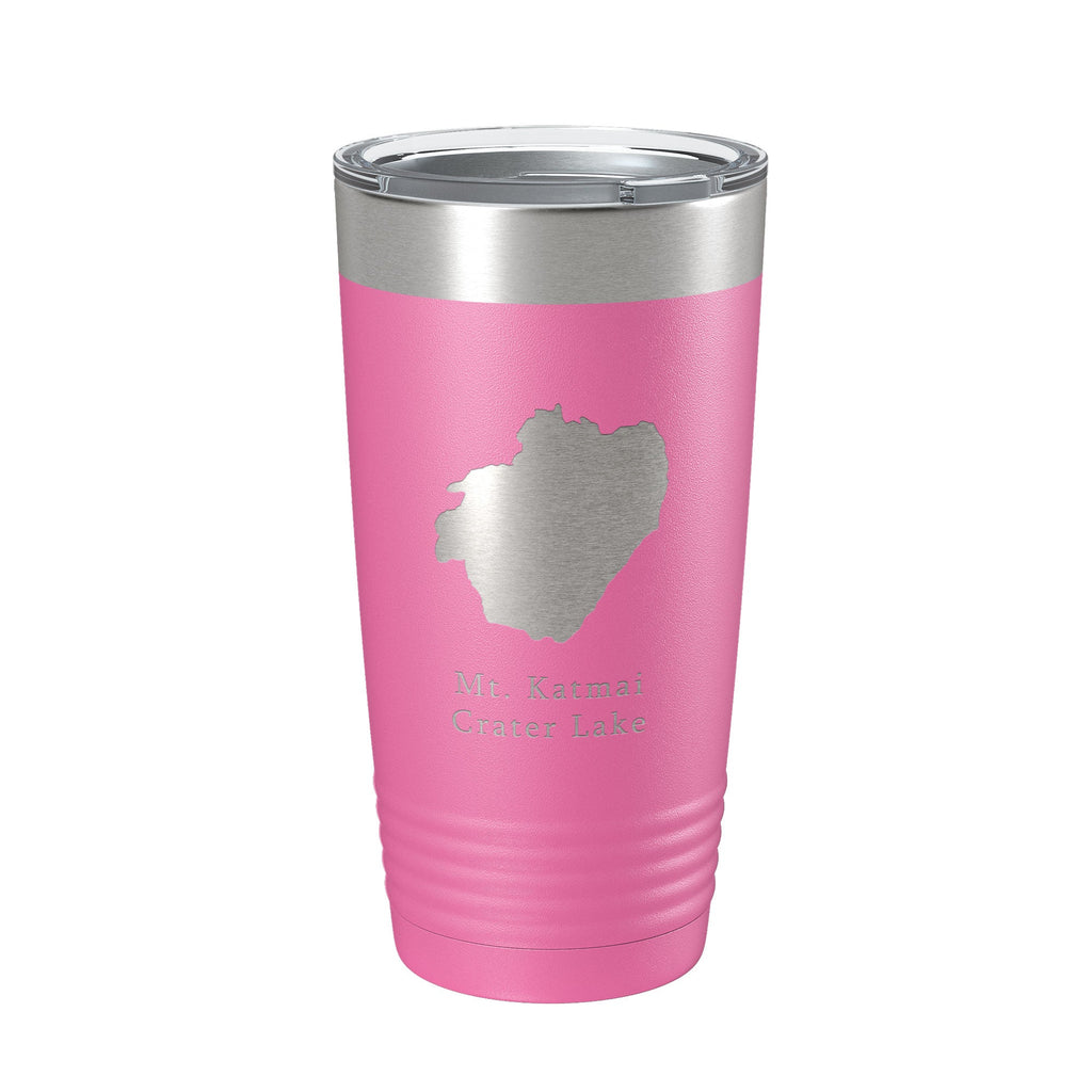 Mt. Katmai Crater Lake Map Tumbler Travel Mug Insulated Laser Engraved Coffee Cup Alaska 20 oz