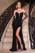 STRAPLESS SEQUIN DRESS CDCH061