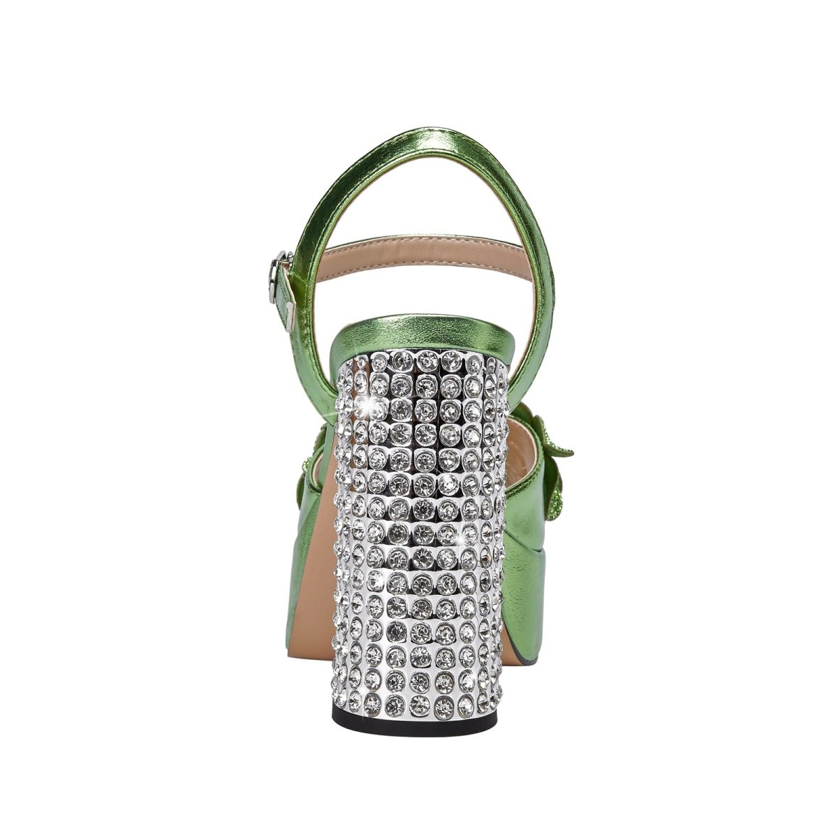 Charming Floral Open Toe Gem Encrusted Heel Sandals