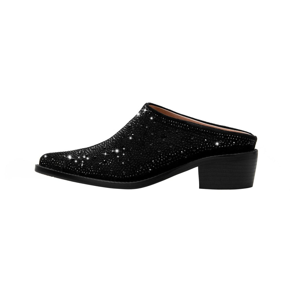 Crystal Studded Pointed Toe Mules